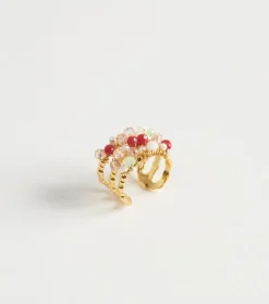 Femme Souleiado Bijoux | Bague précieuse rouge et nacre