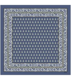 Femme Souleiado Carré Coton | Toute La Collection | Bandana coton SCARABEE bleu denim 60 x 60 cm