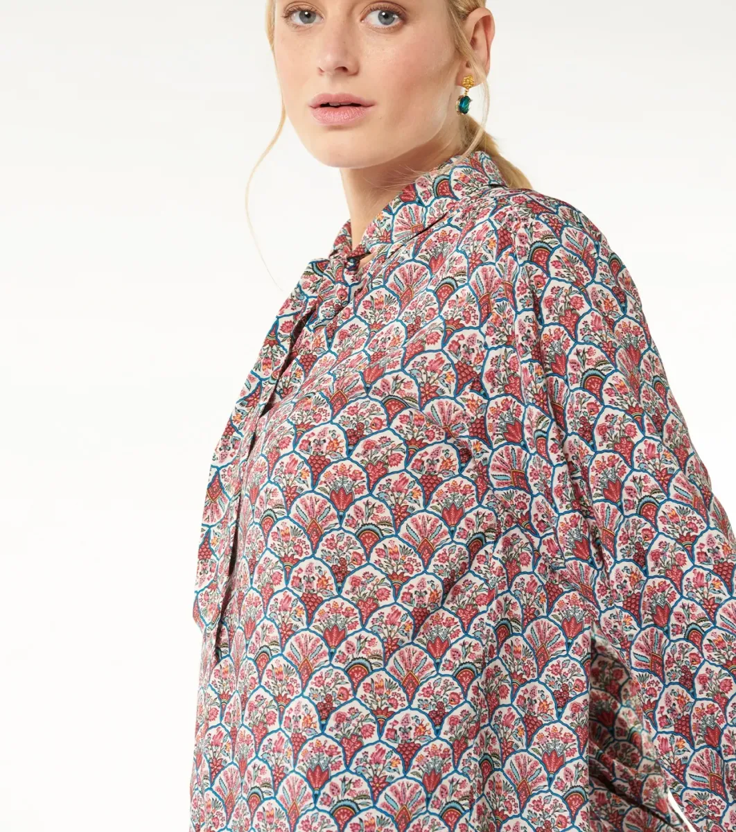 Femme Souleiado Chemises & Blouses | Blouse AIDA Bouquet Bucolique écru framboise