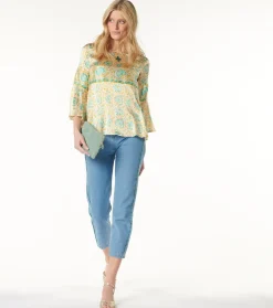 Femme Souleiado Chemises & Blouses | Blouse GINETTA Sault ocre turquoise