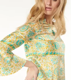 Femme Souleiado Chemises & Blouses | Blouse GINETTA Sault ocre turquoise