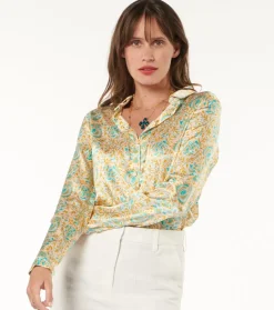 Femme Souleiado Chemises & Blouses | Blouse LINETTE Sault ocre turquoise