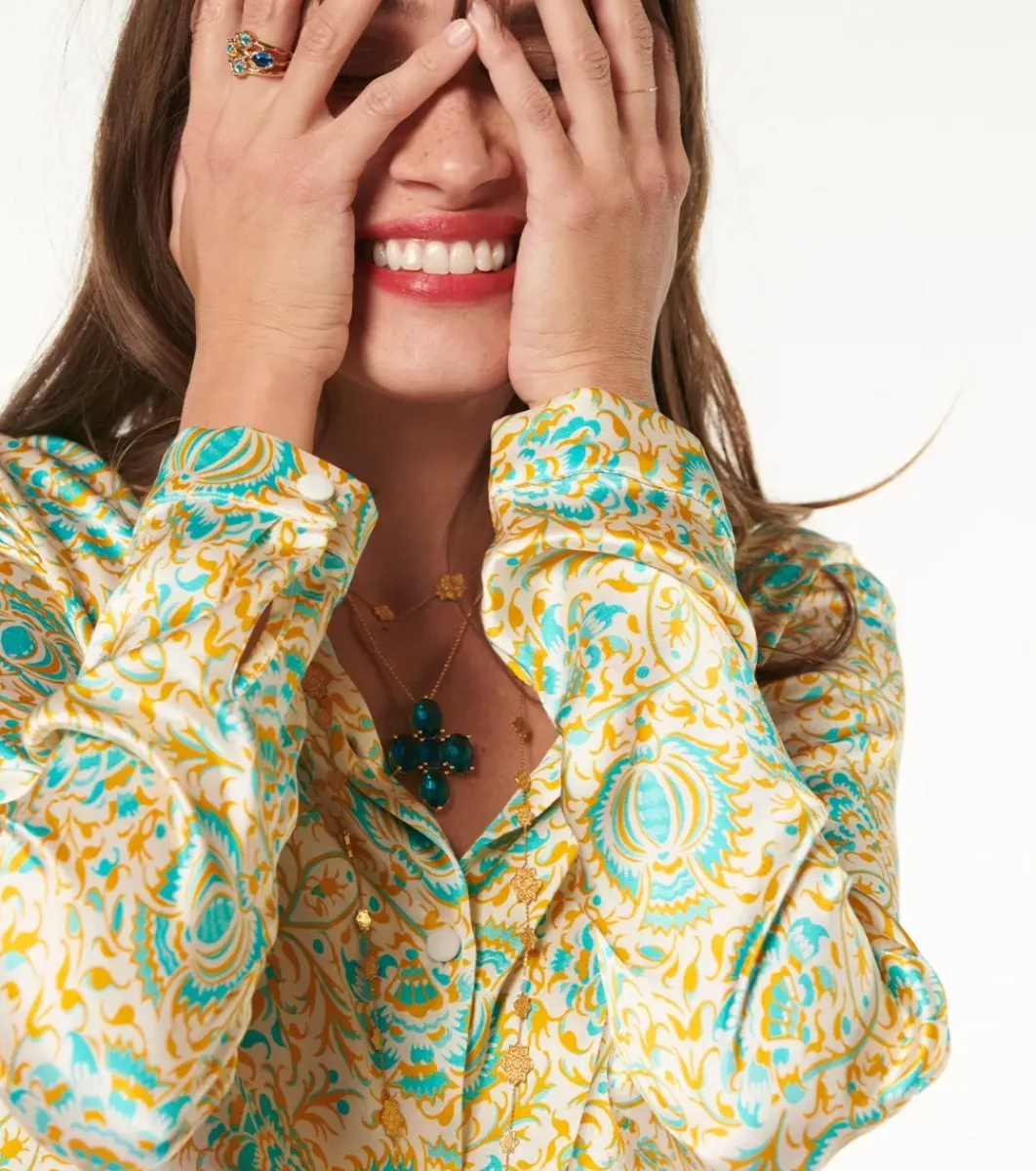 Femme Souleiado Chemises & Blouses | Blouse LINETTE Sault ocre turquoise