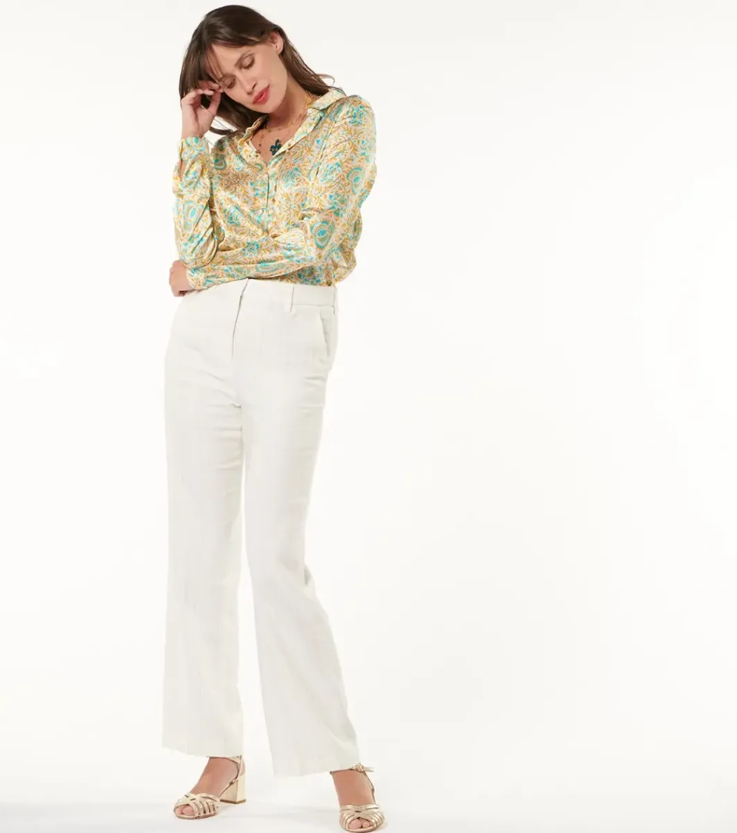 Femme Souleiado Chemises & Blouses | Blouse LINETTE Sault ocre turquoise