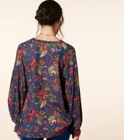 Femme Souleiado Chemises & Blouses | Blouse MAZARINE Héron marine fuchsia