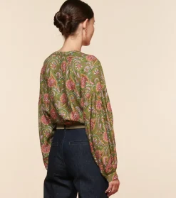 Femme Souleiado Chemises & Blouses | Blouse MAZARINE Persepolis kaki fuchsia