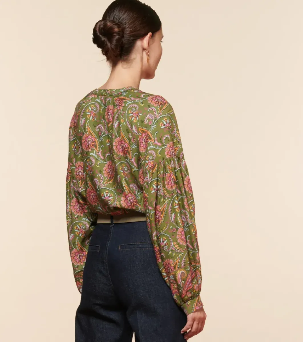 Femme Souleiado Chemises & Blouses | Blouse MAZARINE Persepolis kaki fuchsia