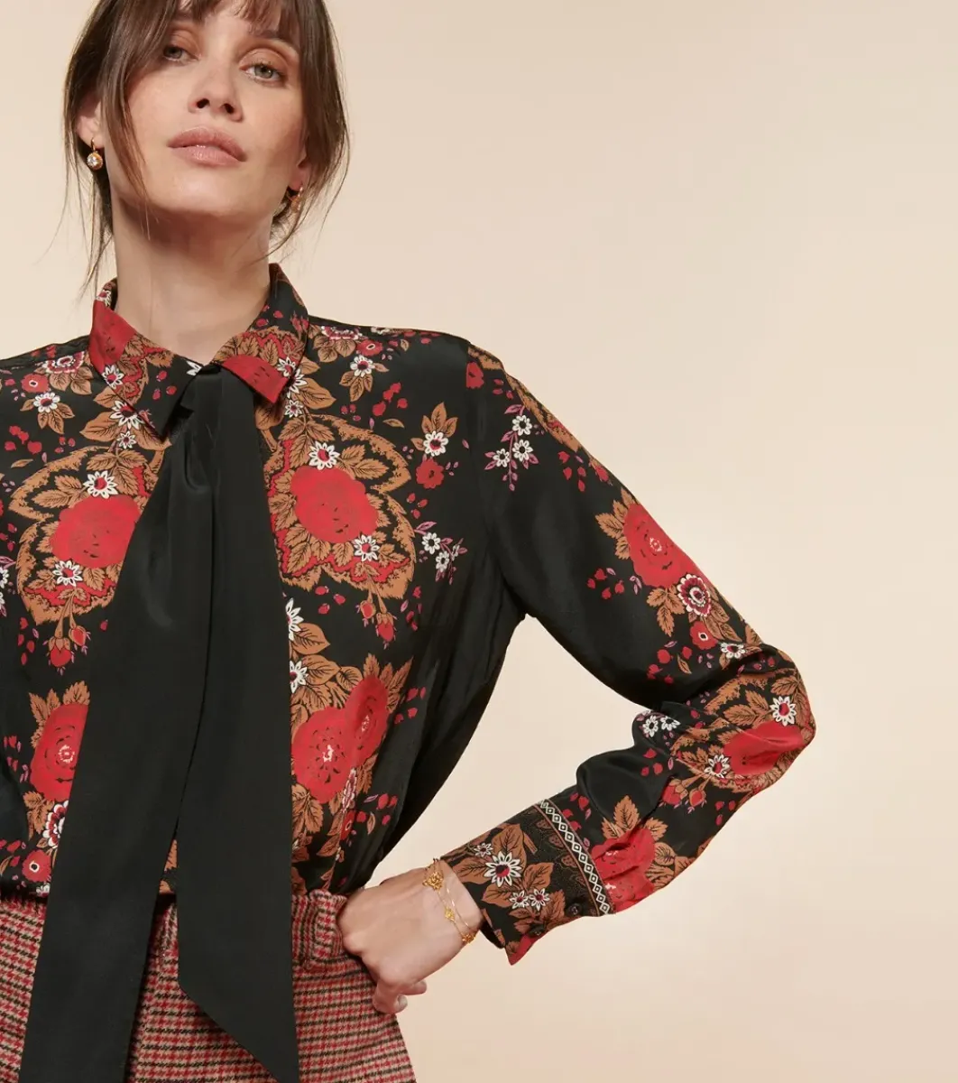 Femme Souleiado Chemises & Blouses | Blouse NICOLETTE Arlaten rouge noir