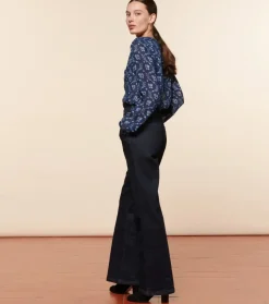 Femme Souleiado Chemises & Blouses | Blouse VIVI Feuille de Vigne marine ciel