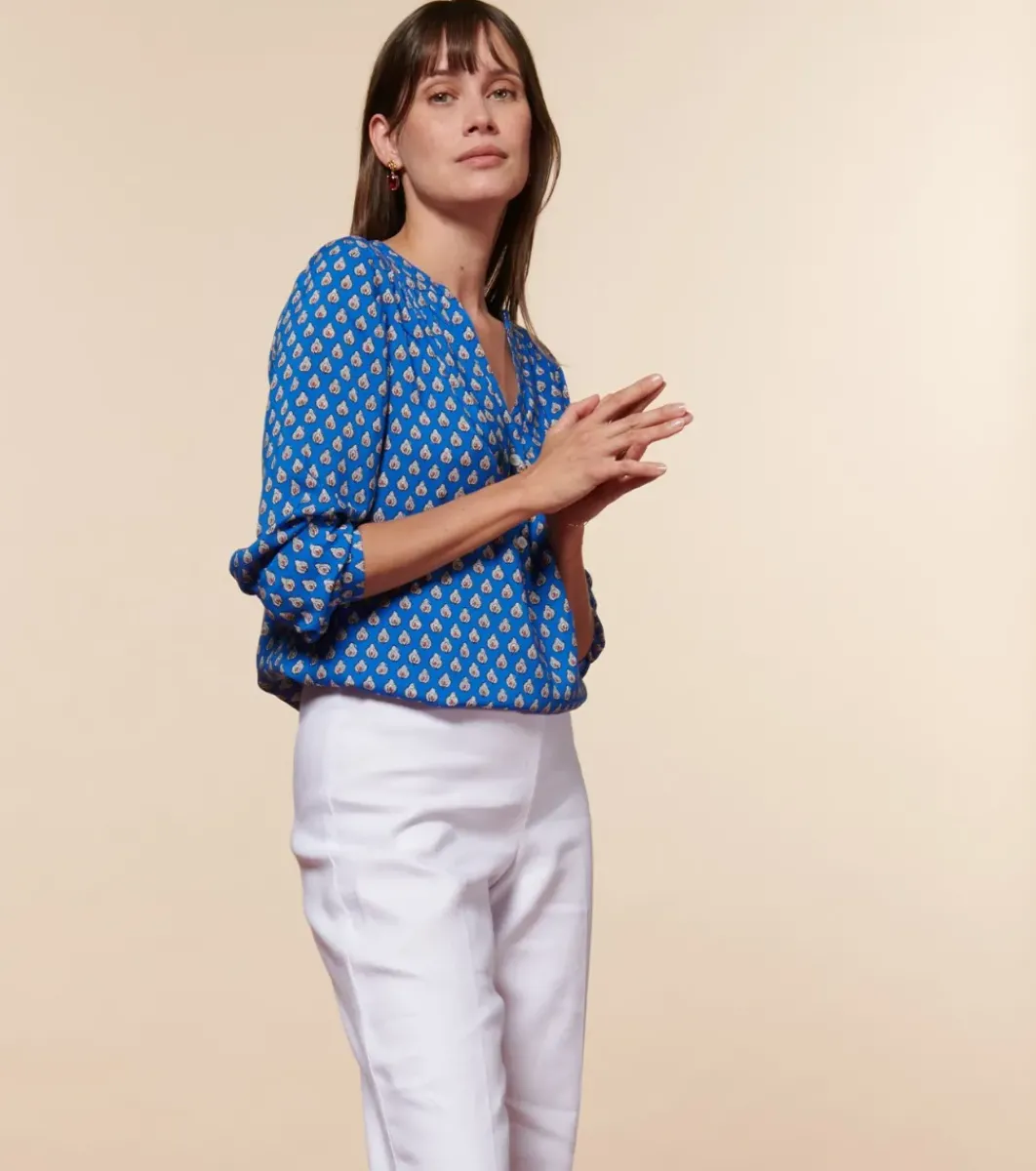 Femme Souleiado Chemises & Blouses | Blouse VIVI Petit Indiana bleu rouge