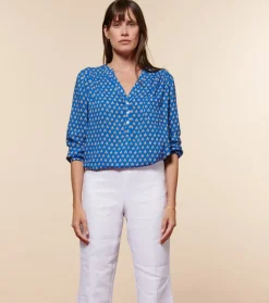 Femme Souleiado Chemises & Blouses | Blouse VIVI Petit Indiana bleu rouge