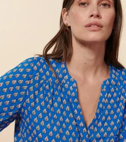 Femme Souleiado Chemises & Blouses | Blouse VIVI Petit Indiana bleu rouge