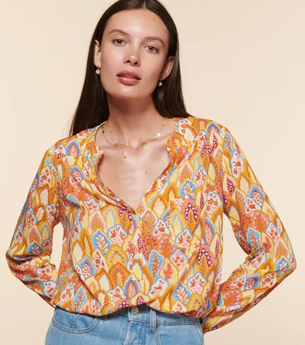 Femme Souleiado Chemises & Blouses | Blouse VIVI Plume Jaune aqua