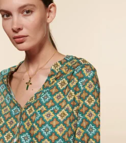 Femme Souleiado Chemises & Blouses | Blouse VIVI Précieux émeraude orange
