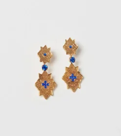 Femme Souleiado Bijoux | Boucles d'oreilles double Merveilles bleu nuit