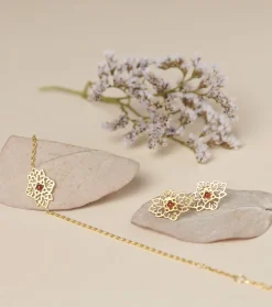 Femme Souleiado Bijoux | Bracelet Merveilleuse ajourée Grenat