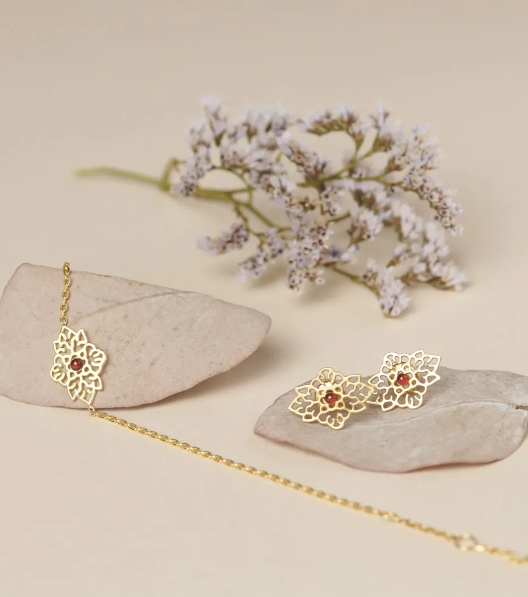 Femme Souleiado Bijoux | Bracelet Merveilleuse ajourée Grenat