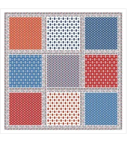 Femme Souleiado Carré Coton | Toute La Collection | Carré de coton L'ITALIENNE bleu rouge 90 x 90 cm