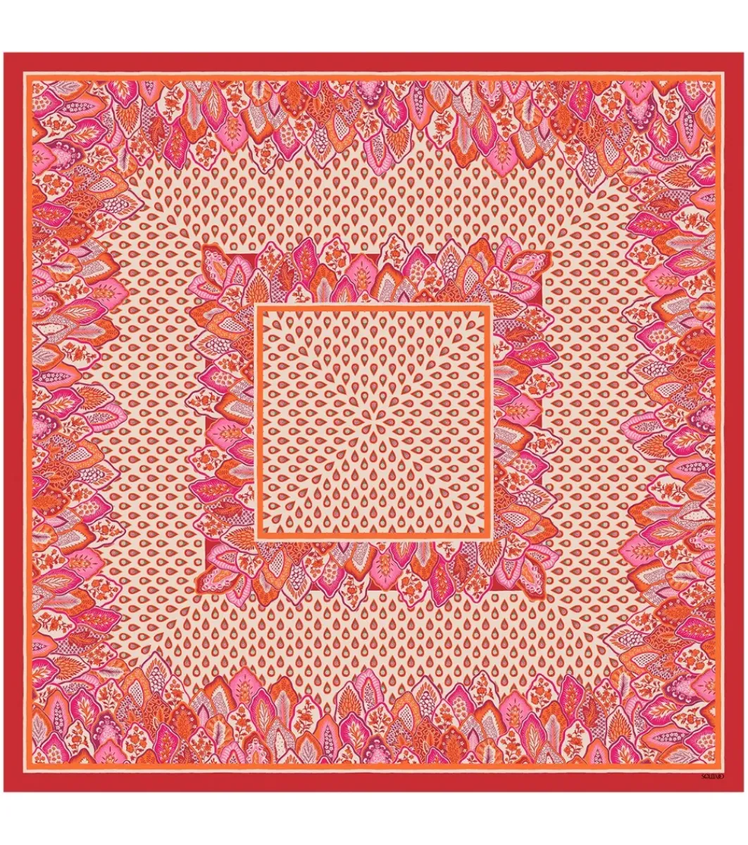 Femme Souleiado Carré Coton | Toute La Collection | Carré de coton PARADISO rose rouge 90 x 90 cm