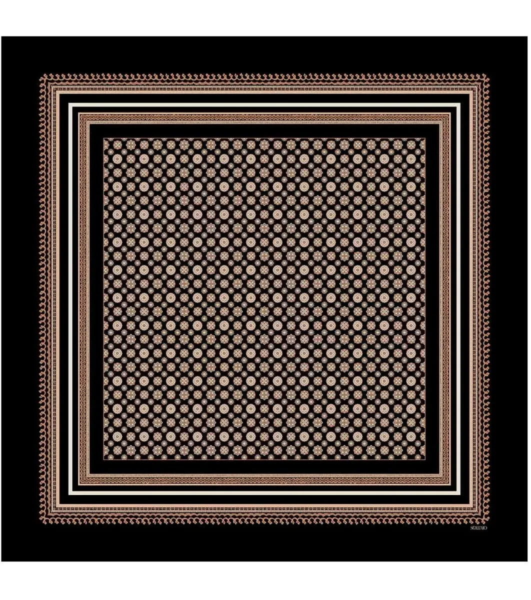 Femme Souleiado Carré Soie | Toute La Collection | Carré de soie MAILLANE noir & camel 90 x 90 cm