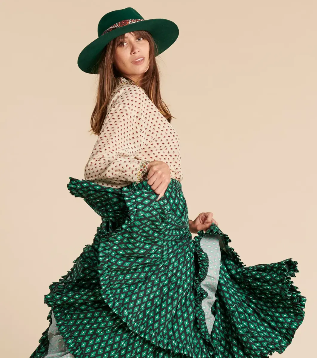 Femme Souleiado Accessoires Mode | Chapeau cloche feutre vert bouteille