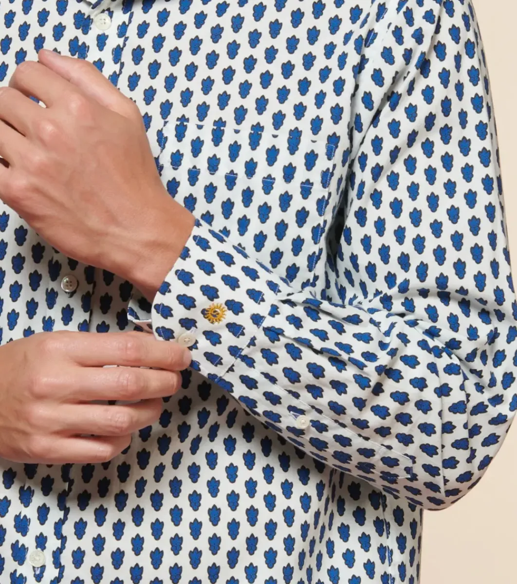 Homme Souleiado Chemises | Chemise DROITE La Mouche blanc/bleu