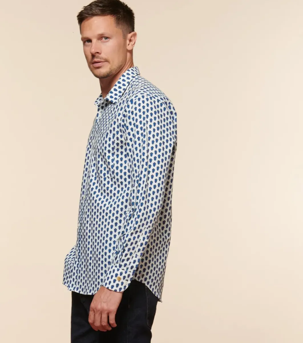Homme Souleiado Chemises | Chemise DROITE La Mouche blanc/bleu