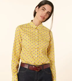 Femme Souleiado Chemises & Blouses | Chemise ELINA Fleur d'Arles lime rouge
