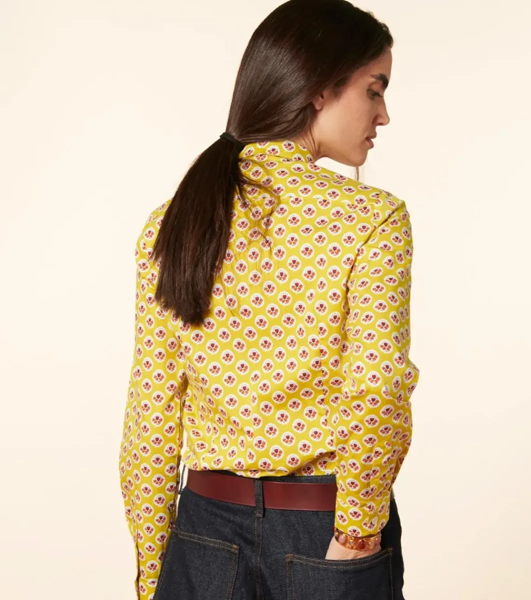 Femme Souleiado Chemises & Blouses | Chemise ELINA Fleur d'Arles lime rouge