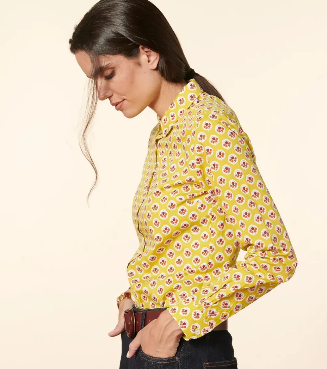 Femme Souleiado Chemises & Blouses | Chemise ELINA Fleur d'Arles lime rouge