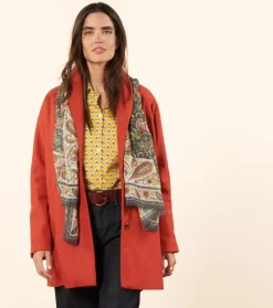 Femme Souleiado Chemises & Blouses | Chemise ELINA Fleur d'Arles lime rouge
