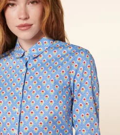 Femme Souleiado Chemises & Blouses | Chemise ELINA Fleur des Champs rouge bleu