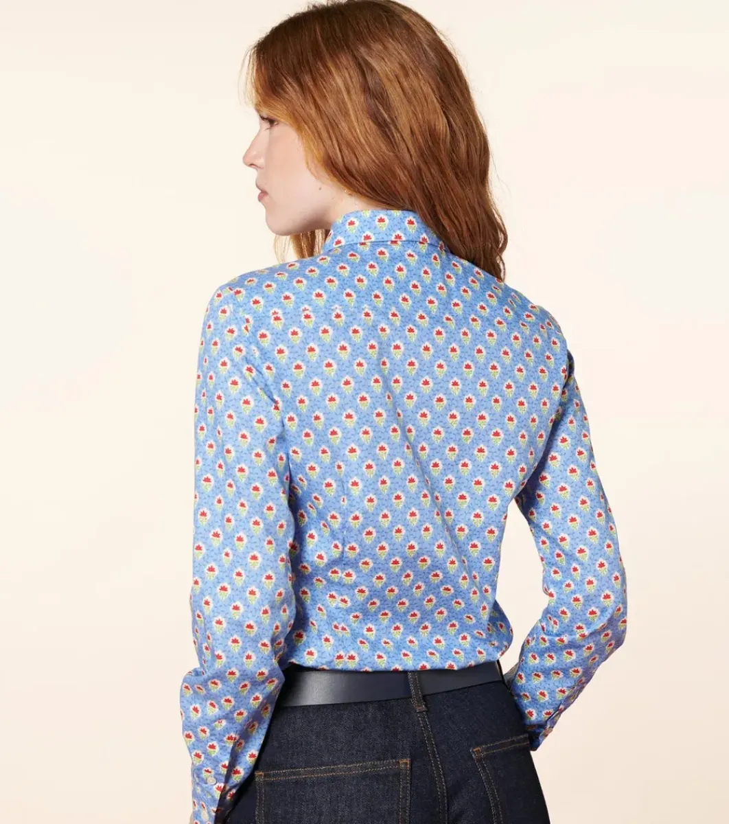 Femme Souleiado Chemises & Blouses | Chemise ELINA Fleur des Champs rouge bleu