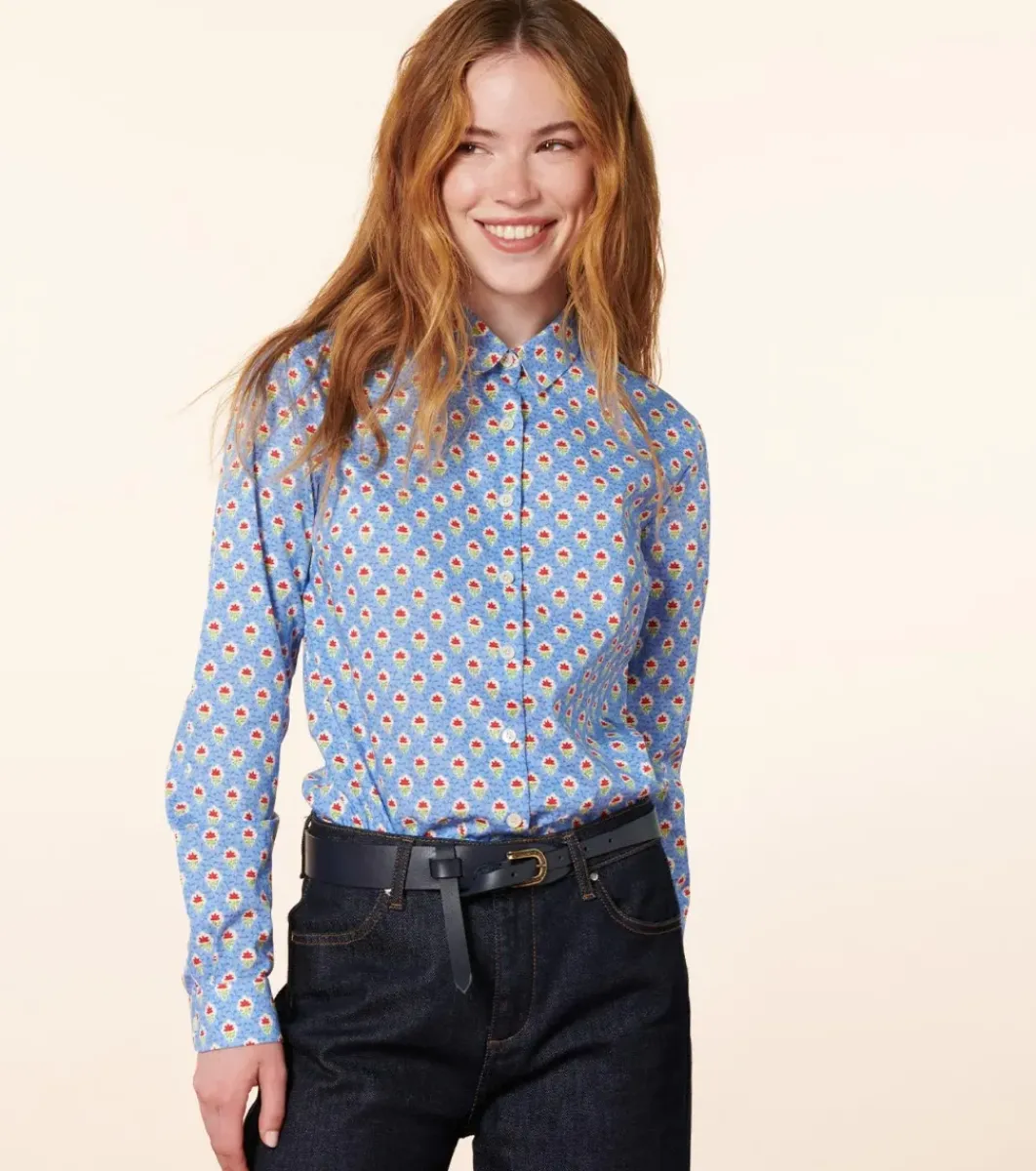 Femme Souleiado Chemises & Blouses | Chemise ELINA Fleur des Champs rouge bleu