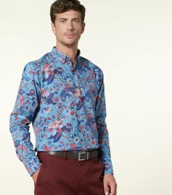 Homme Souleiado Chemises | Chemise MILO Héron bleu rouge