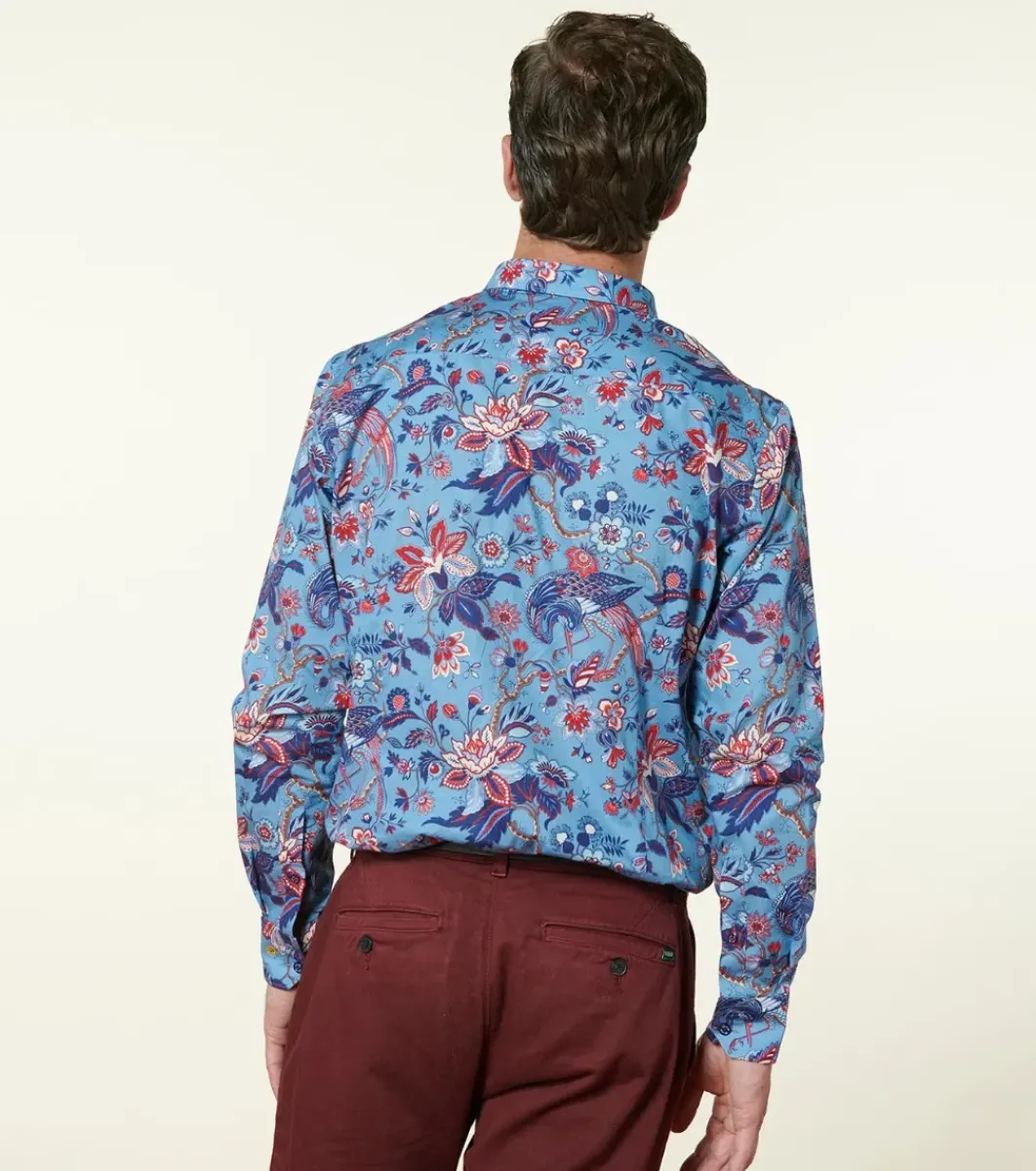 Homme Souleiado Chemises | Chemise MILO Héron bleu rouge