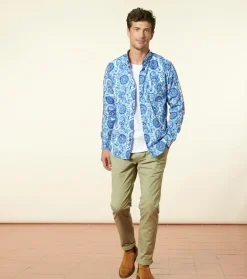 Homme Souleiado Chemises | Chemise MILO Kerala blanc bleu