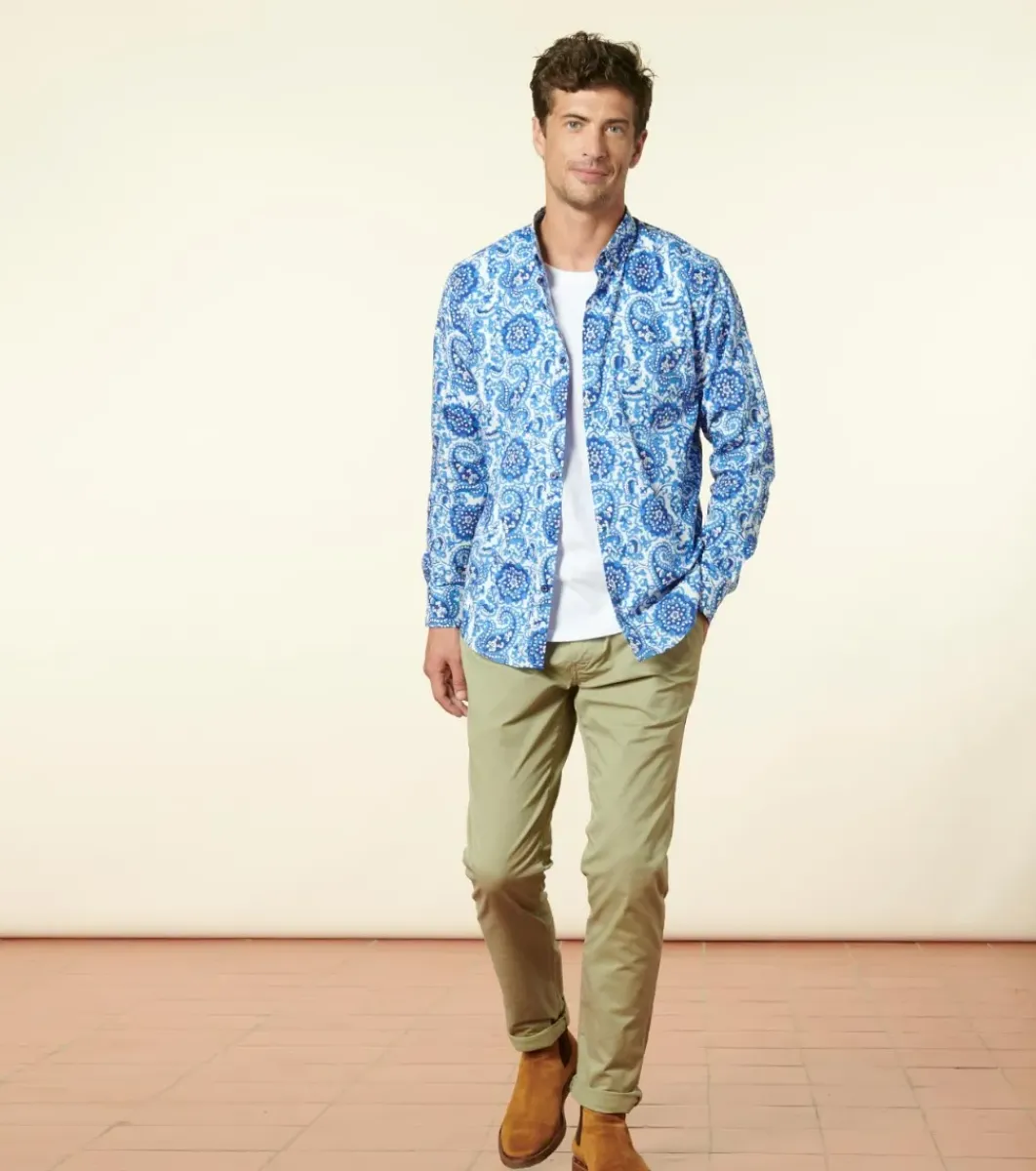 Homme Souleiado Chemises | Chemise MILO Kerala blanc bleu