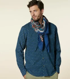 Homme Souleiado Chemises | Chemise MILO Velours Scarabée tricolore bleu vert