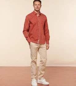 Homme Souleiado Chemises | Chemise REGULAR FREDERI Patch Mouche Scarabée orange foncé