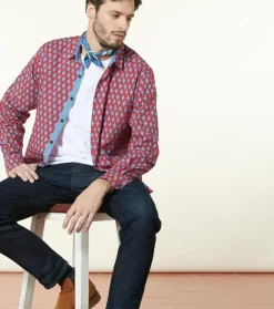 Homme Souleiado Chemises | Chemise REGULAR Palmette rouge bleu