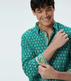 Homme Souleiado Chemises | Chemise REGULAR Scarabée émeraude