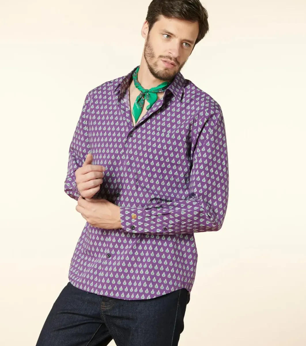 Homme Souleiado Chemises | Chemise REGULAR Scarabée tricolore violet