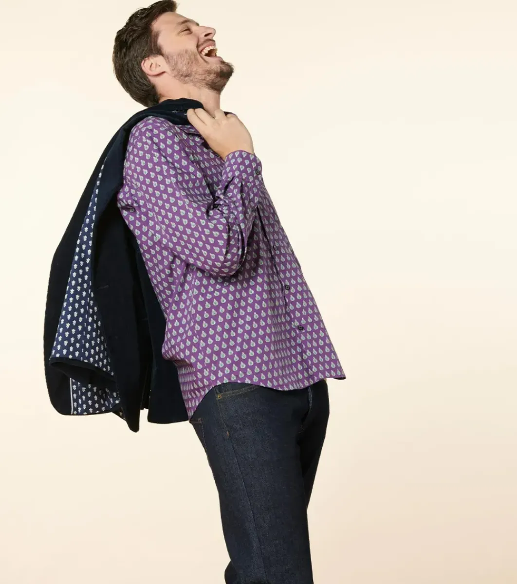 Homme Souleiado Chemises | Chemise REGULAR Scarabée tricolore violet
