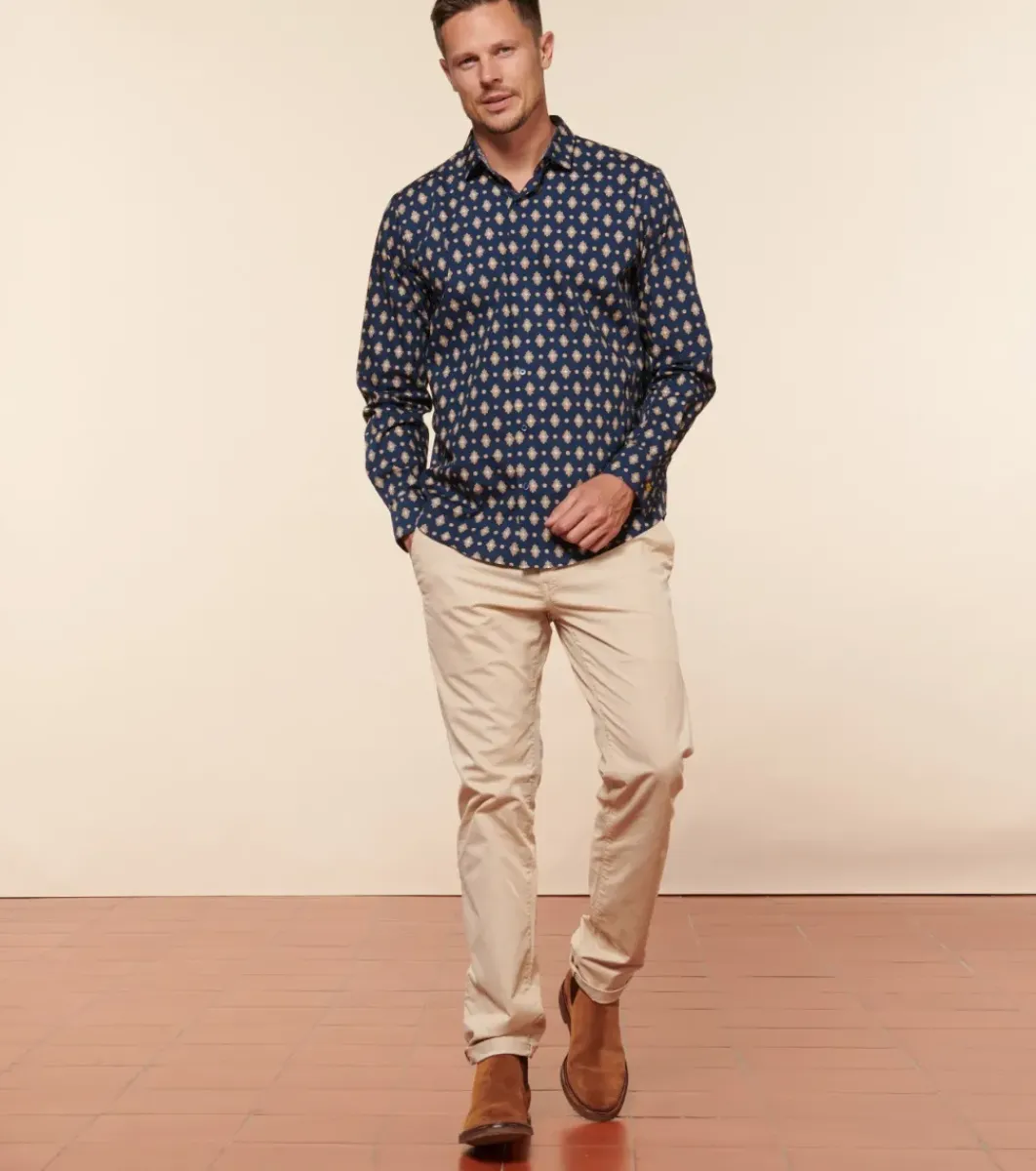 Homme Souleiado Chemises | Chemise SLIM ALPHONSE Merveille marine beige