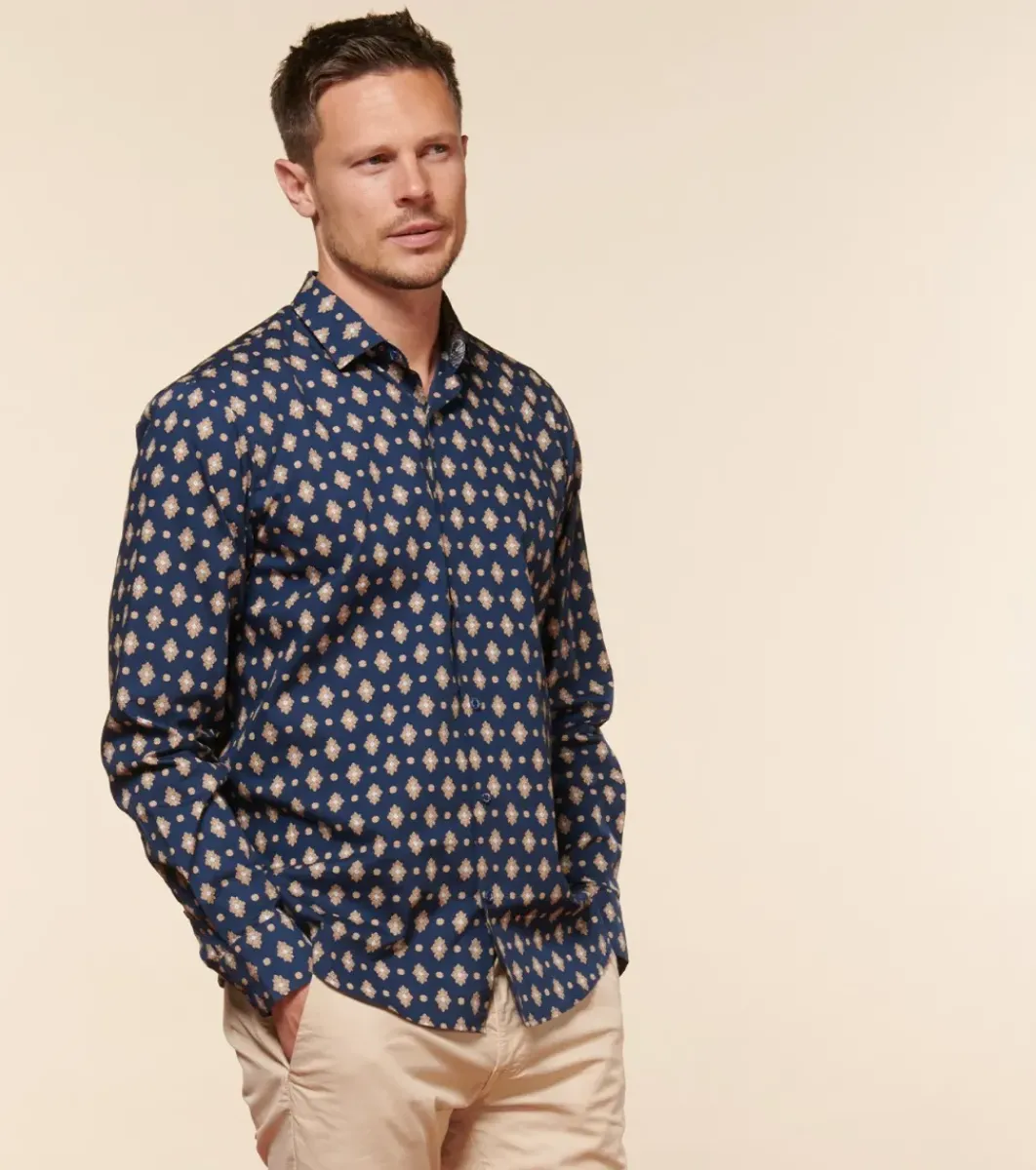 Homme Souleiado Chemises | Chemise SLIM ALPHONSE Merveille marine beige