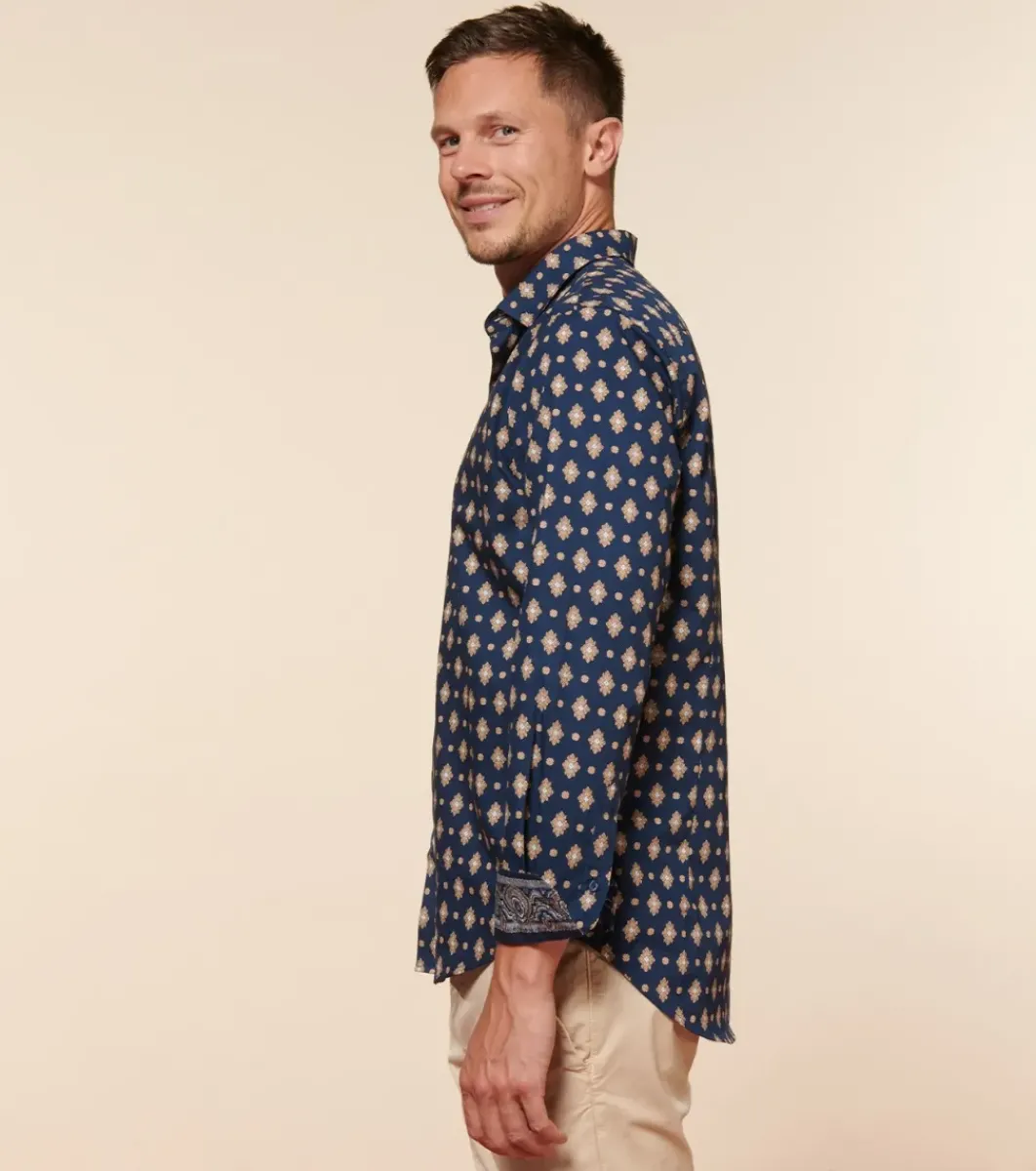 Homme Souleiado Chemises | Chemise SLIM ALPHONSE Merveille marine beige