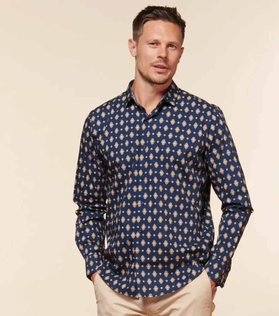 Homme Souleiado Chemises | Chemise SLIM ALPHONSE Merveille marine beige