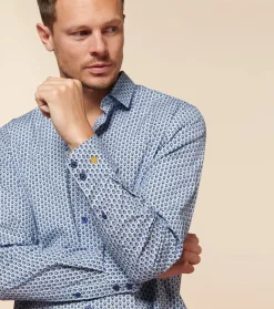 Homme Souleiado Chemises | Chemise SLIM ALPHONSE Mini Mouche ciel