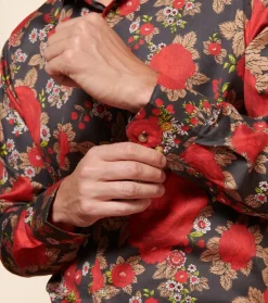 Homme Souleiado Chemises | Chemise SLIM ALPHONSE Roulotte anthracite rouge
